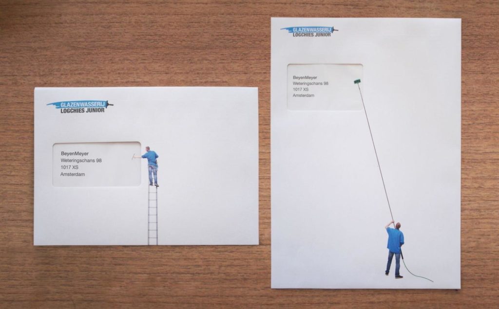 Idée d'enveloppe pour entreprise de nettoyage. Ingénieux et bien trouvé. Super utilisation print sur enveloppe avec fenetre.